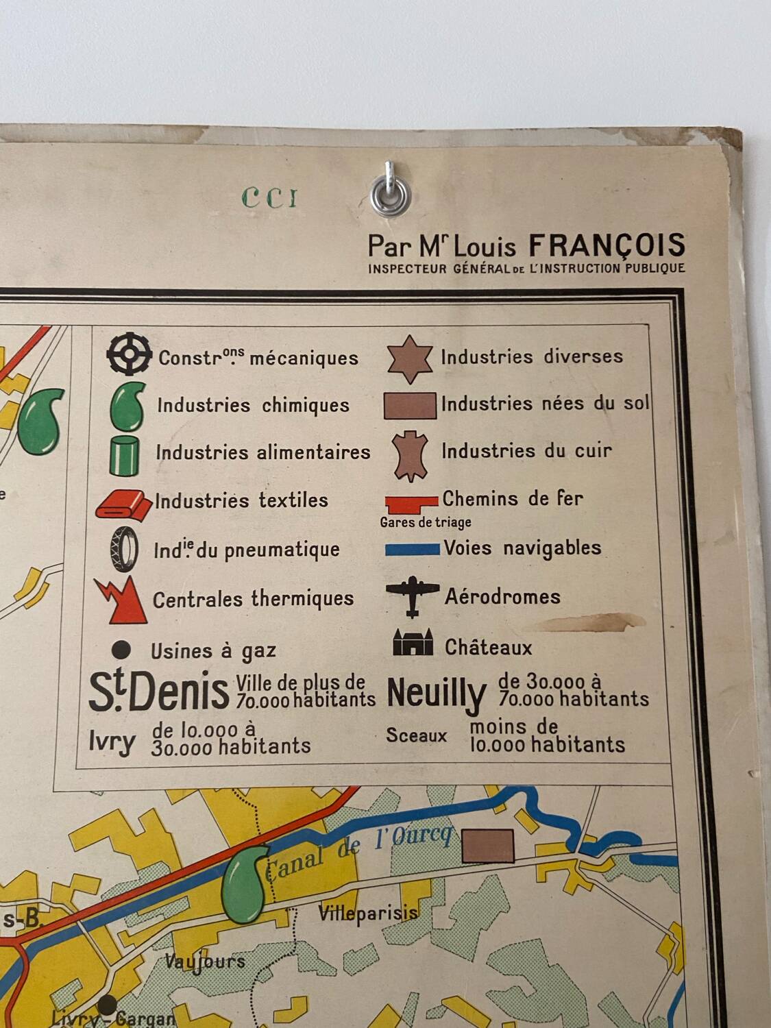 Ancienne carte scolaire Hachette – Bassin parisien & Région parisienne