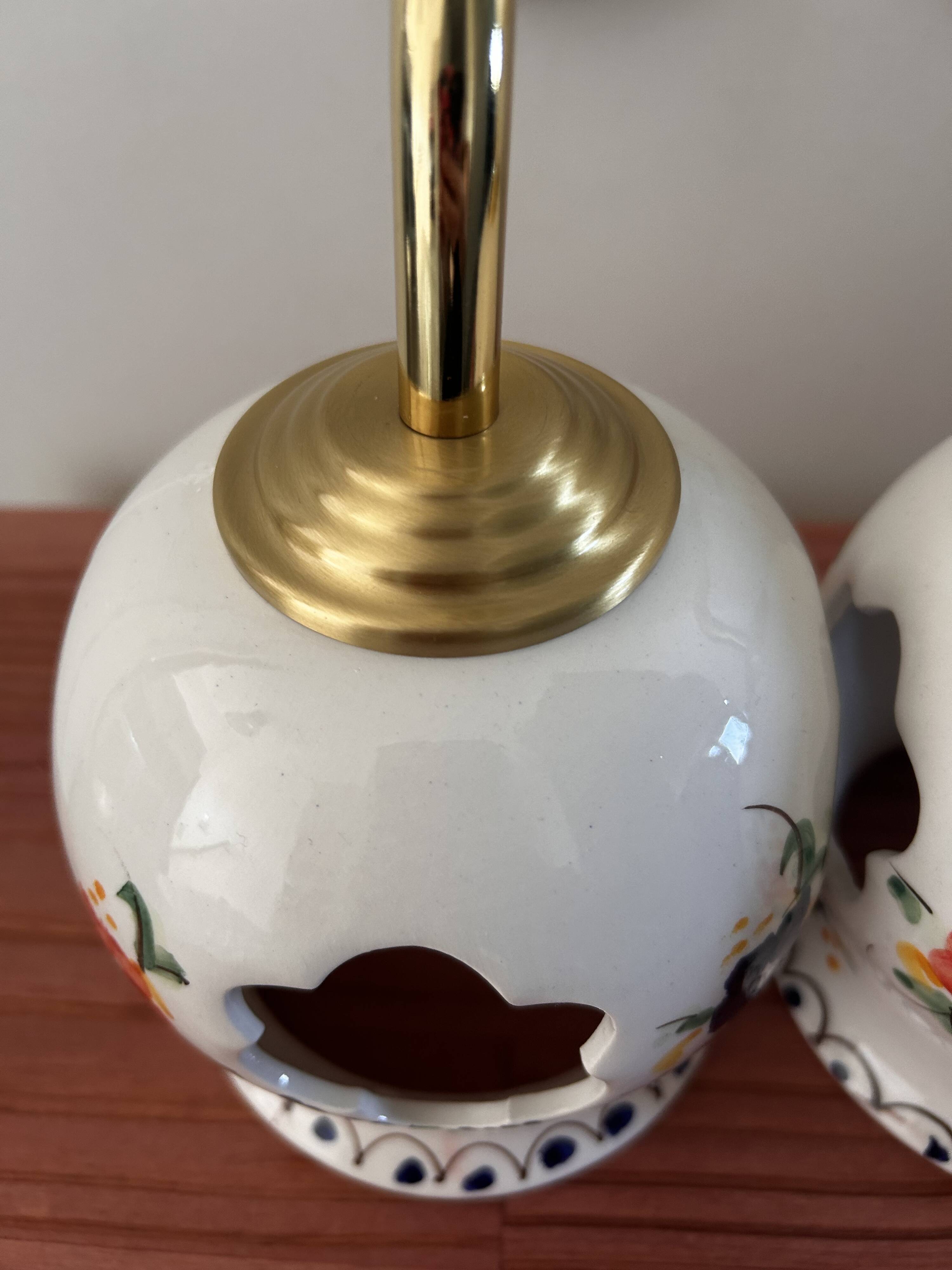 Pair of openwork ceramic wall lights