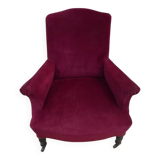 Bergère with blackened wooden legs on casters, Napoleon III period, velvet upholstery