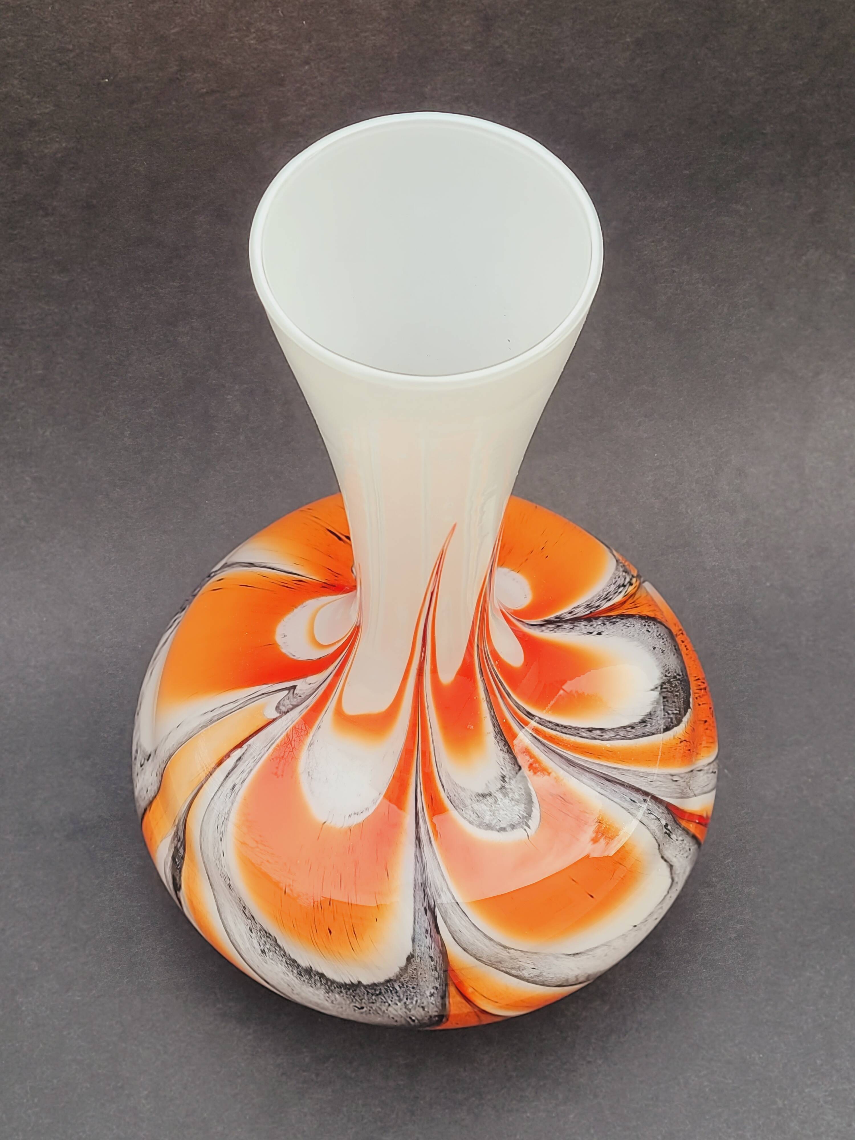 Vase Italy by Carlo Moretti 1970 opaline orange black