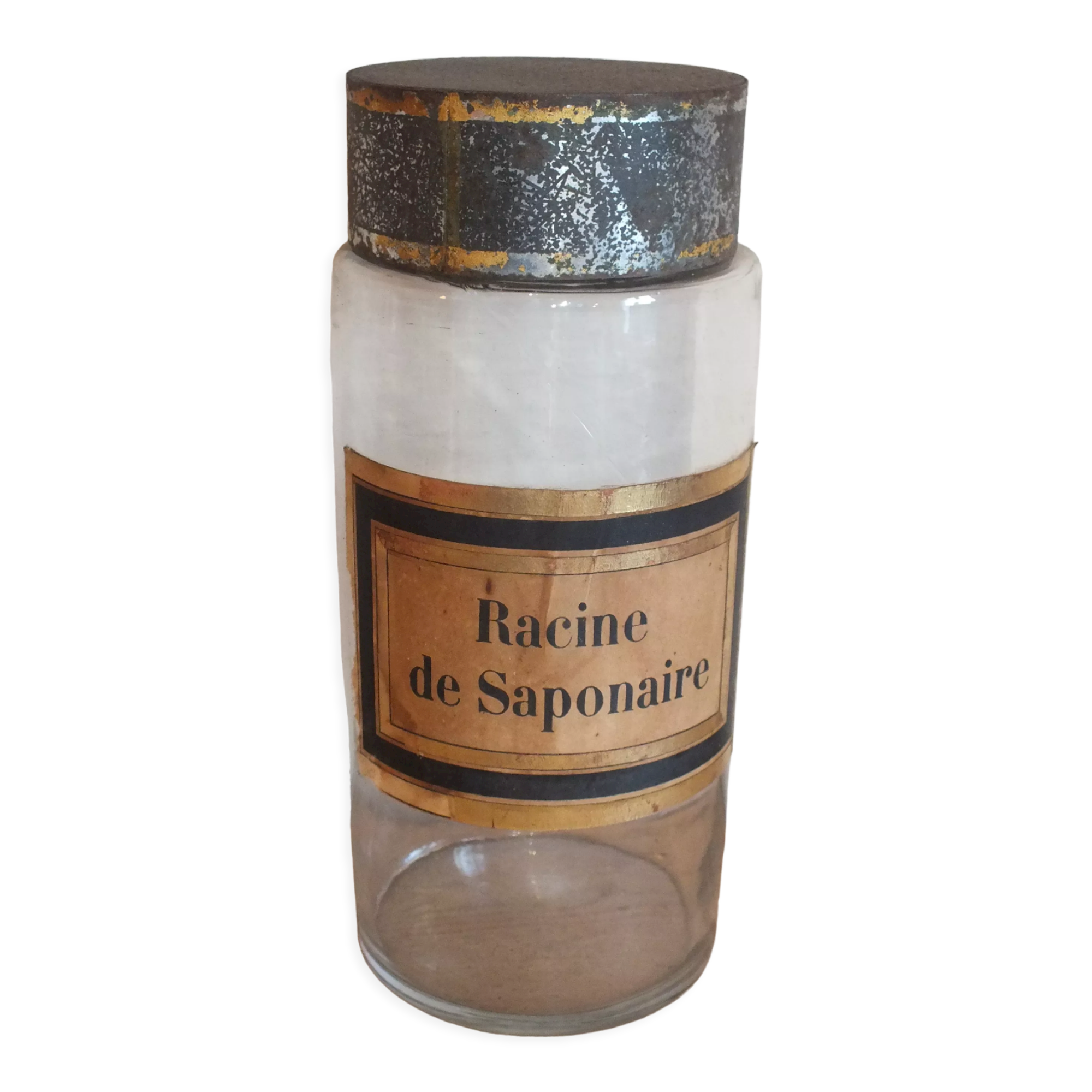 Old medicine jar - glass apothecary: Saponaria root