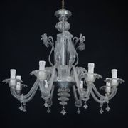 1940s Vintage Murano Clear Glass Chandelier, Classic Italian Art Glass
