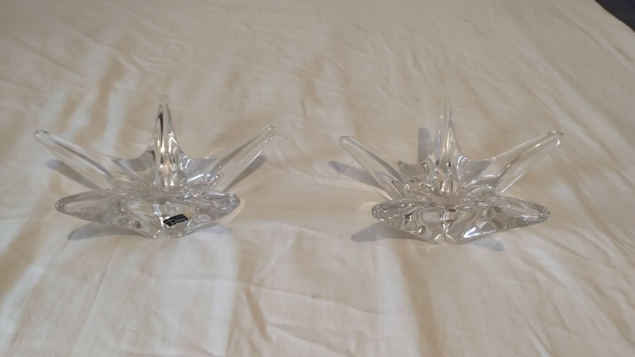 Set of 2 "Daum" starfish candle holders (large model)
