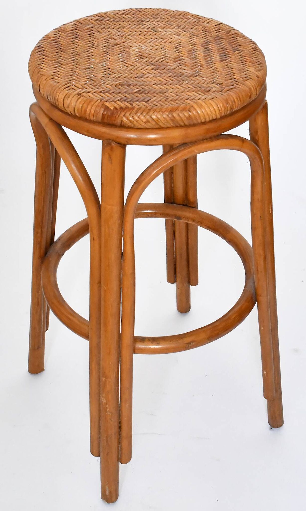 Vintage bar furniture with these two rattan stools from the 1960s/70s