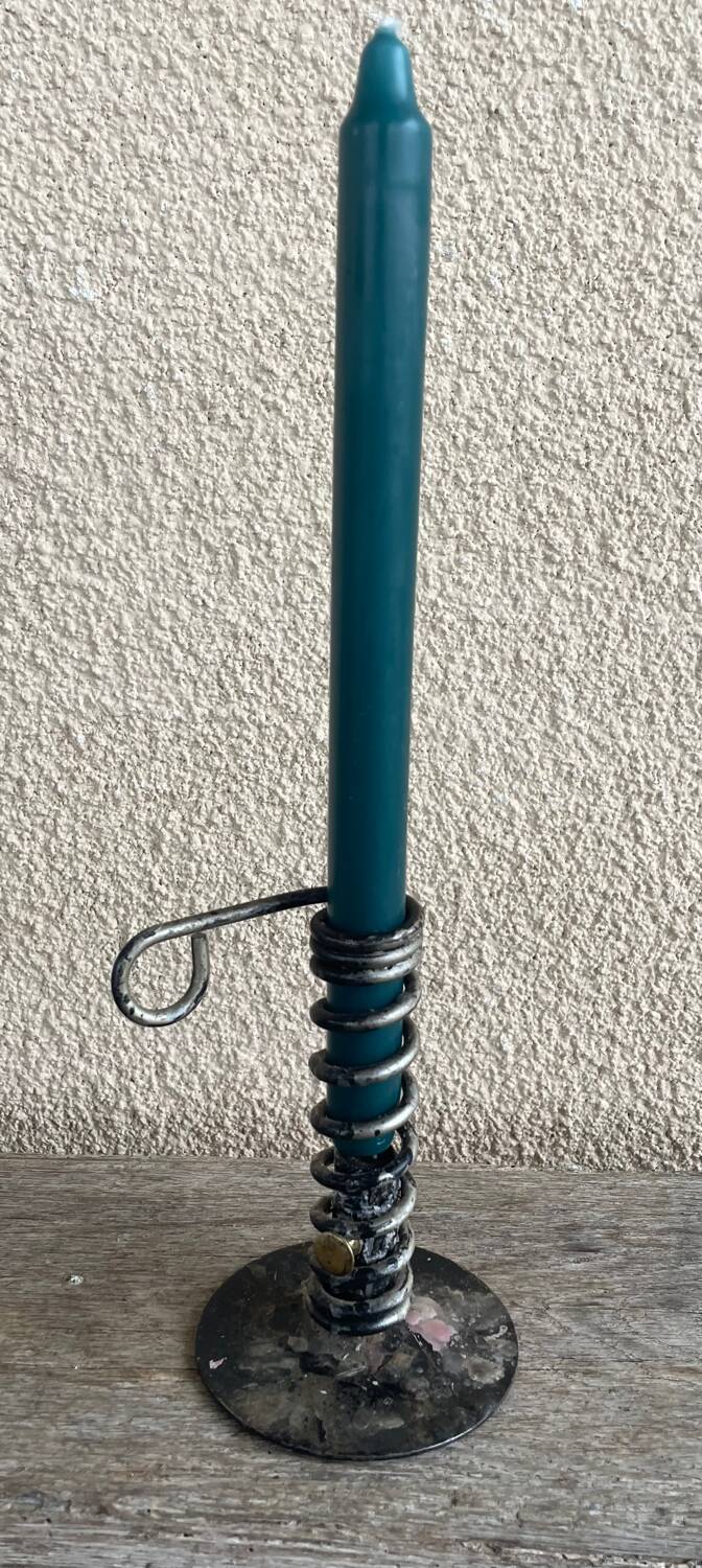 Vintage metal spring candle holder