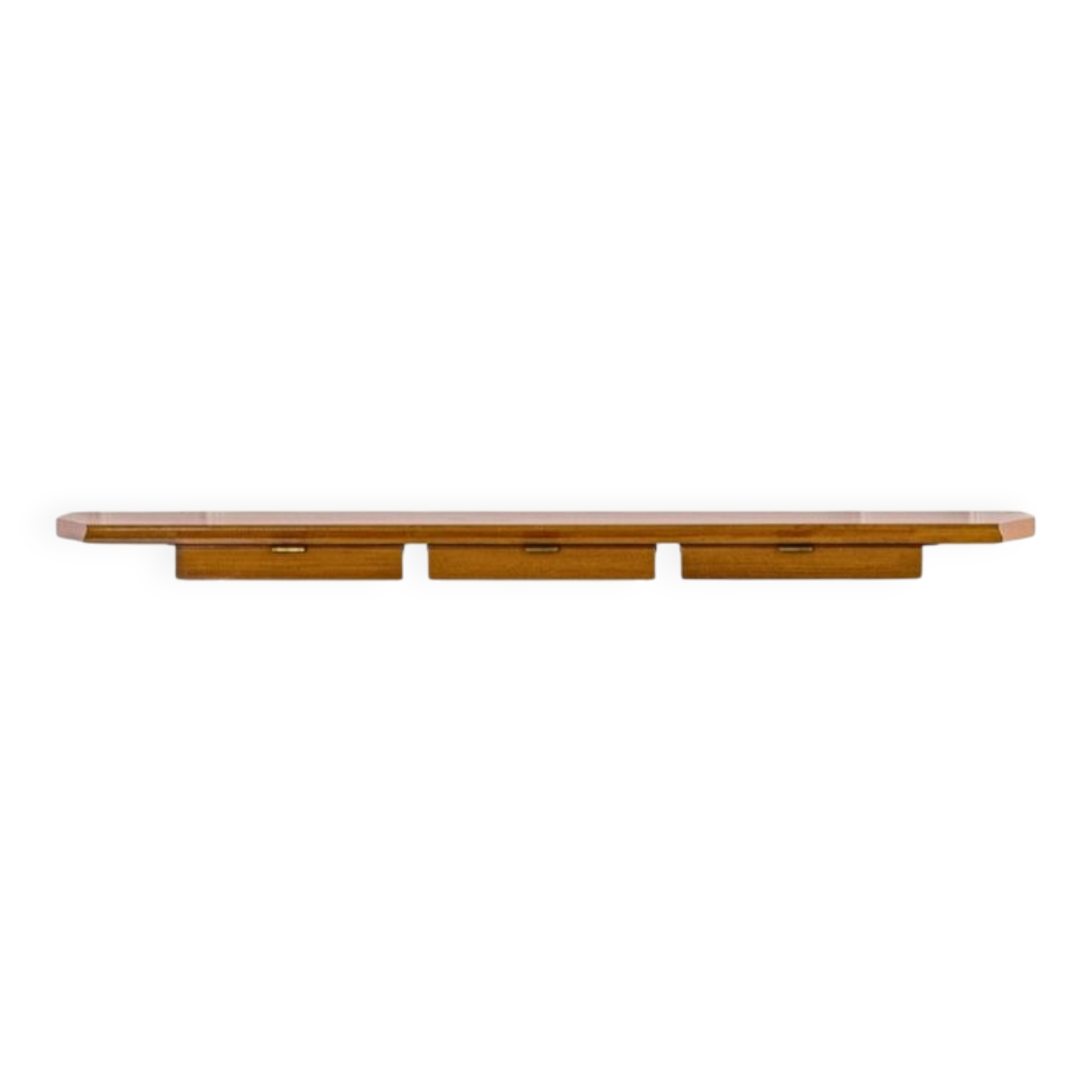 Wall-Mounted Console Table in Wood with Drawers and Brass Handles by Osvaldo Borsani for ABV, 1950s