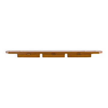 Table console murale en bois avec tiroirs et poignées en laiton par Osvaldo Borsani pour ABV, années 1950.