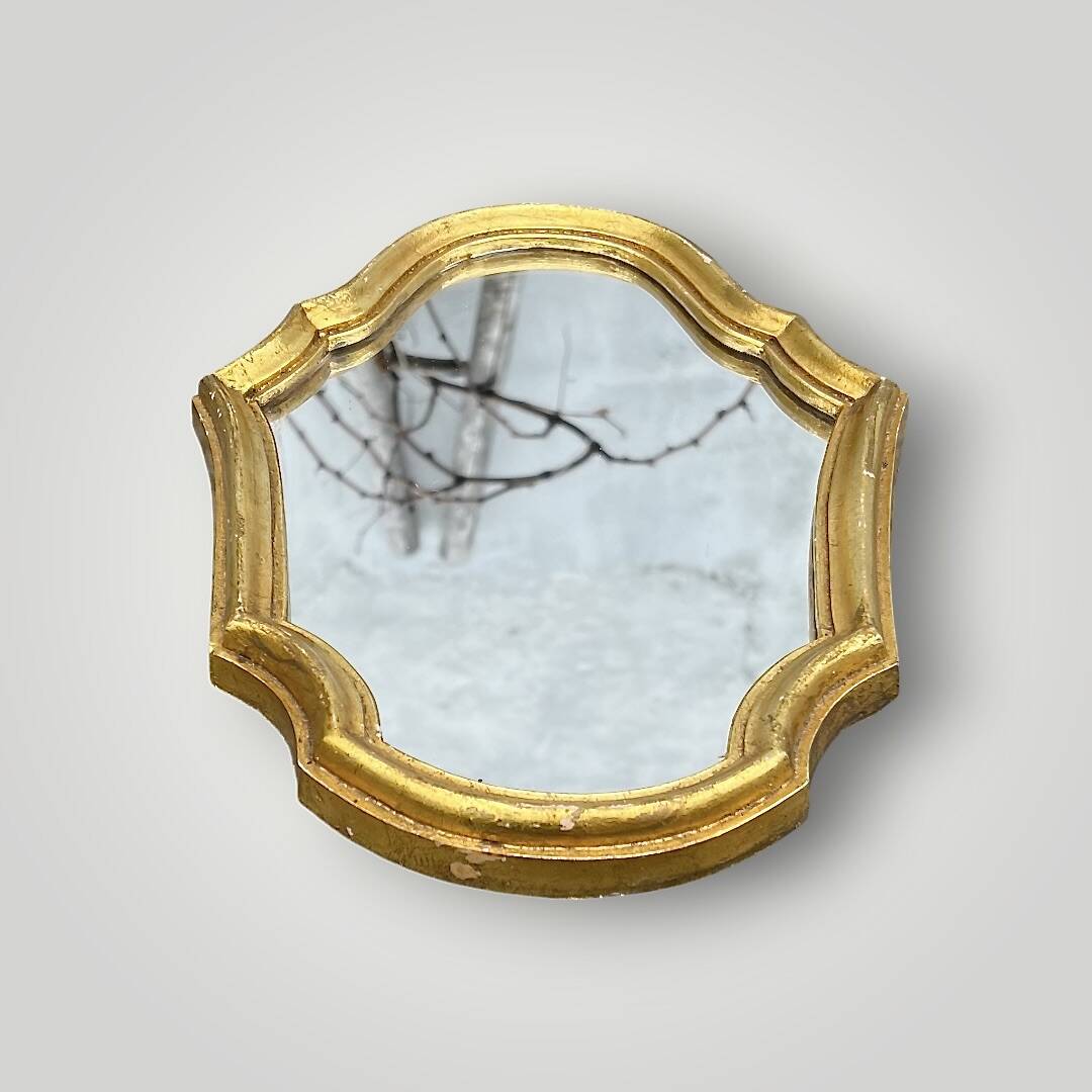 Small antique wall mirror in gilded resin – rocaille style