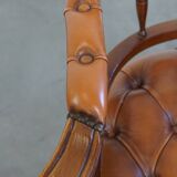 Leather and Wood Chesterfield Office Chair in English Style