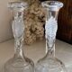 Pair of candlesticks, dove decor, in glass