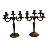 Chandeliers - Pair of five-branch candelabra in Louis XV style (Roc)