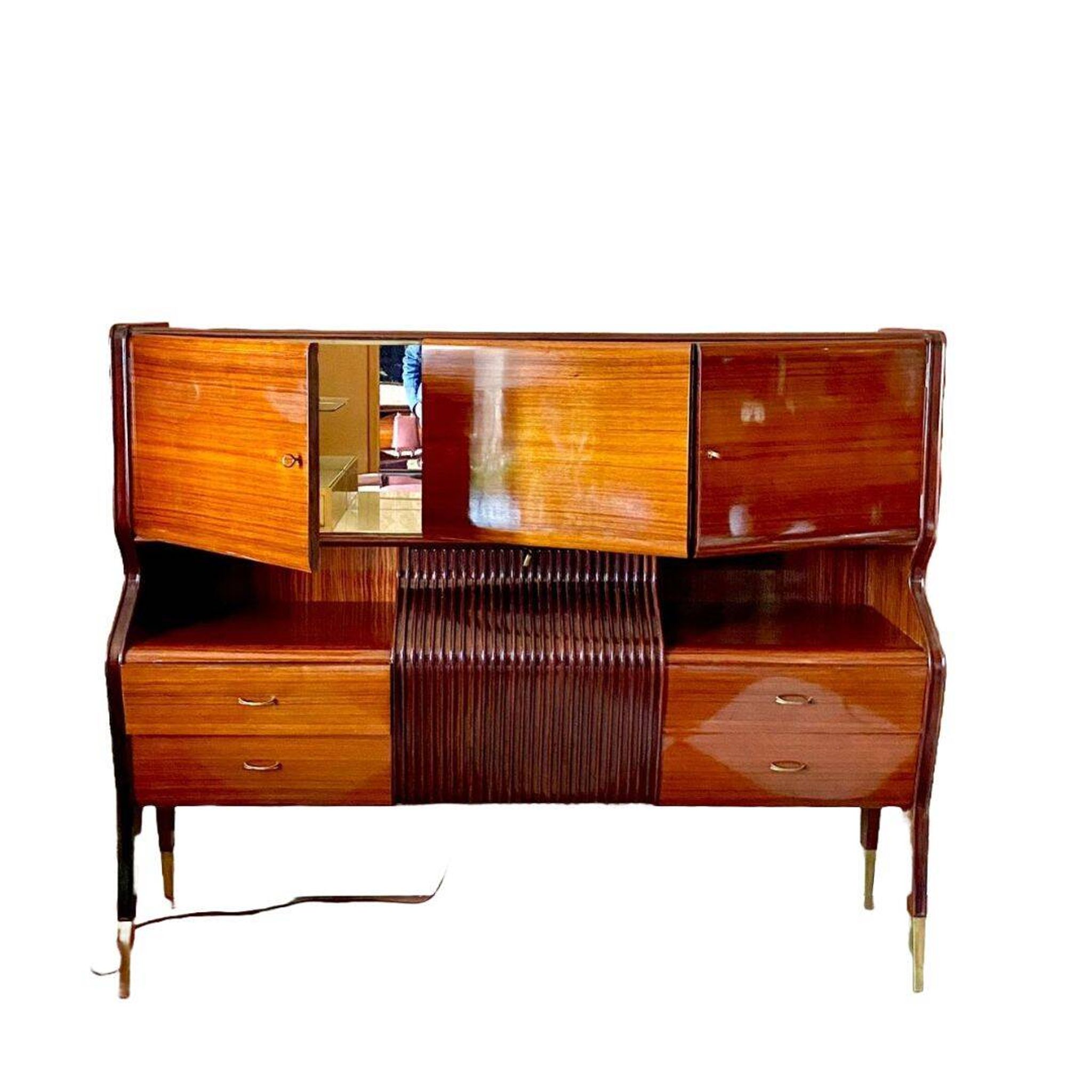 Mid-Century Modern Italian Sideboard with Bar Cabinet 1950s