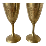 Chiseled Brass Chalice Wine Glasses