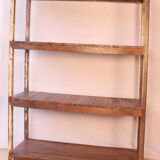 Old workshop shelf in Burmese teak with teak patina - original ecru