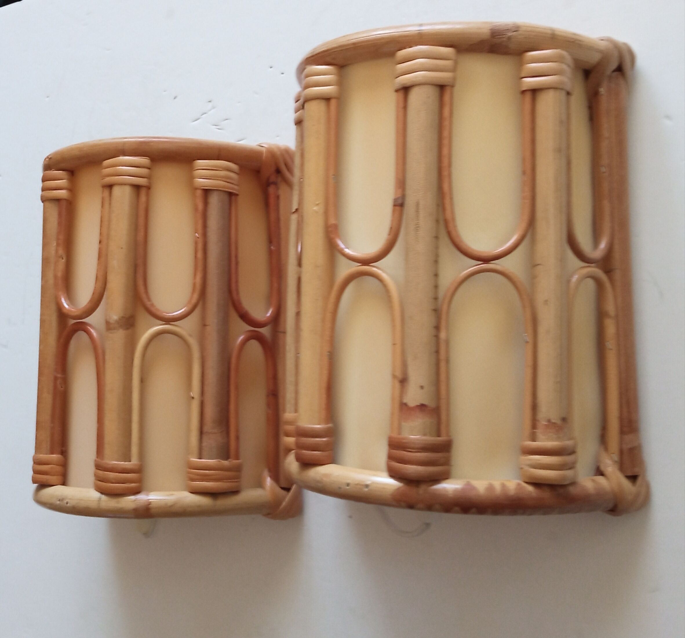 Pair of bamboo sconces