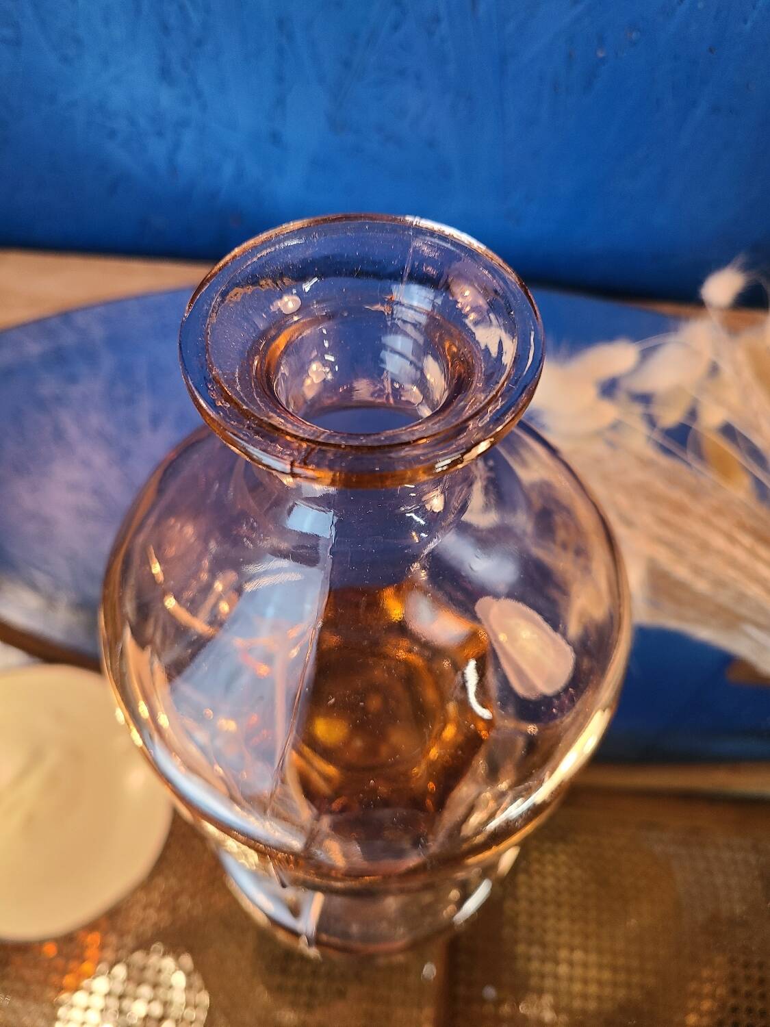 Small old vase in transparent Old Rose glass - early 20th century