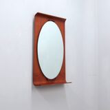 Mid century curved entryway teak mirror 1960s