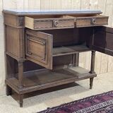 Louis XVI style oak server with marble top