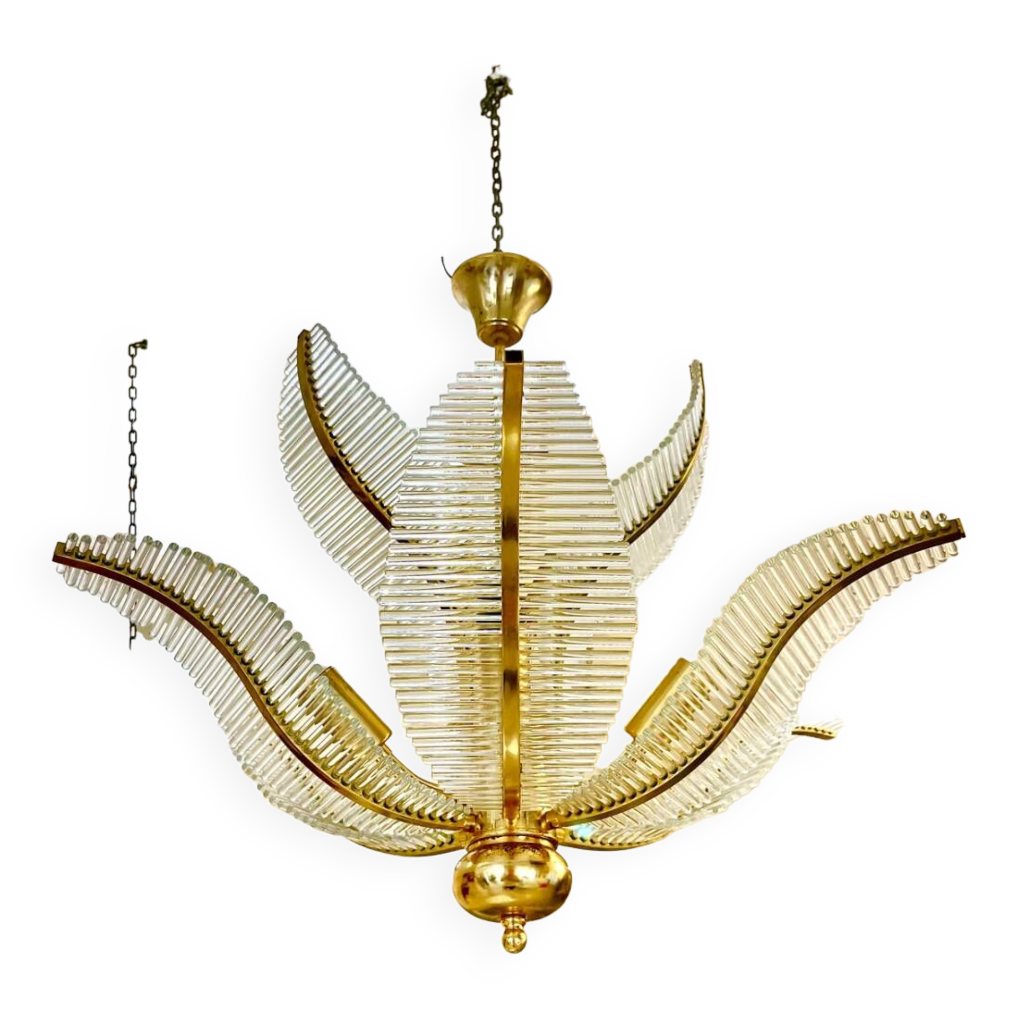 Lustre Venini Palm verre Murano , Italie 1970s