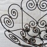 Vintage black metal basket with swirls – Decorative wire salad bowl