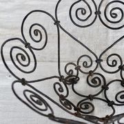 Vintage black metal basket with swirls – Decorative wire salad bowl