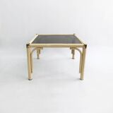 Table d'appoint en faux bambou en laiton crème italienne du milieu du siècle exotique années 1970 Vintage