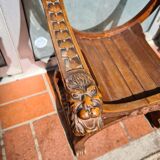 Curule trône bois sculpté