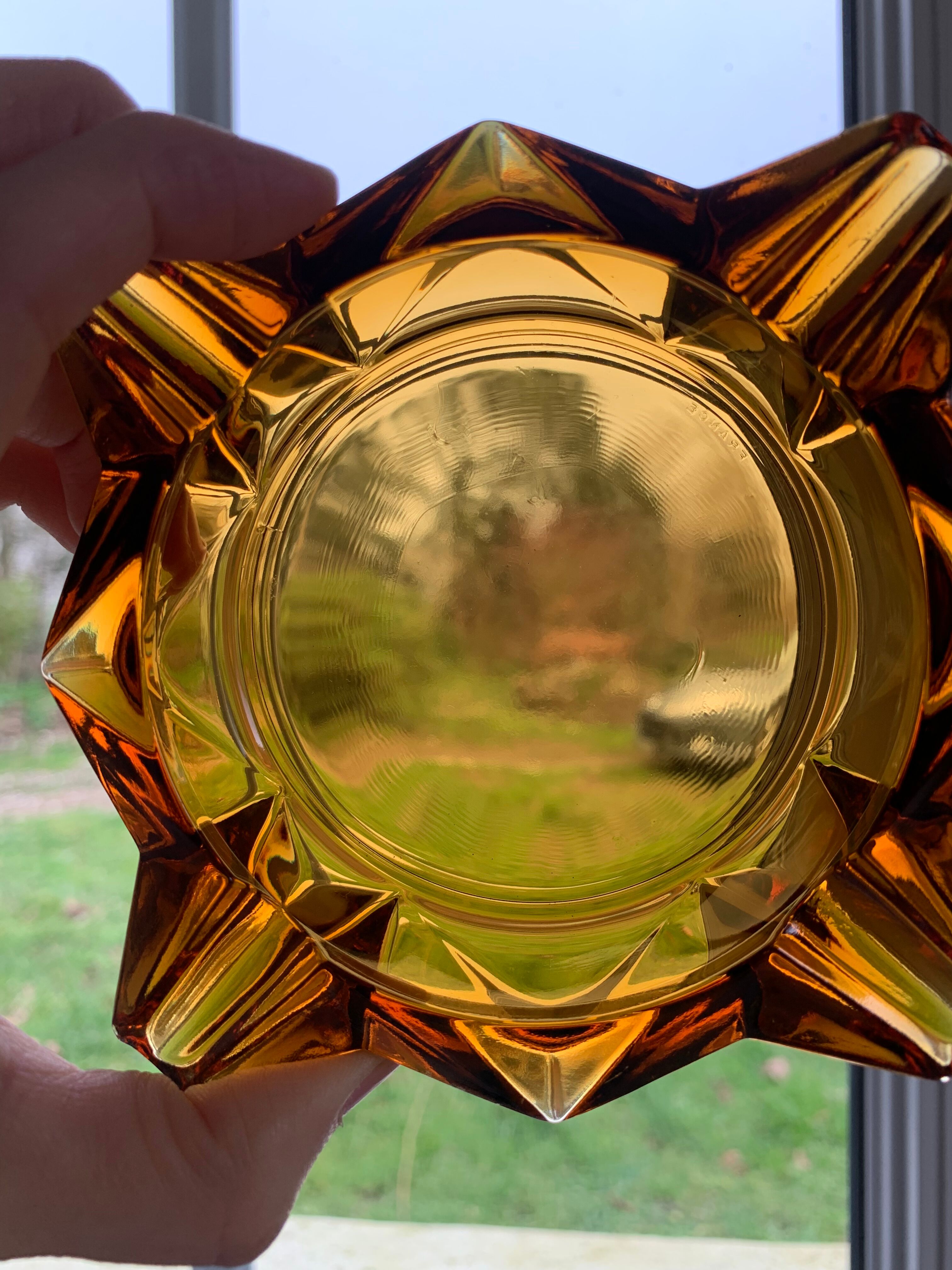 Orange smoked glass ashtray