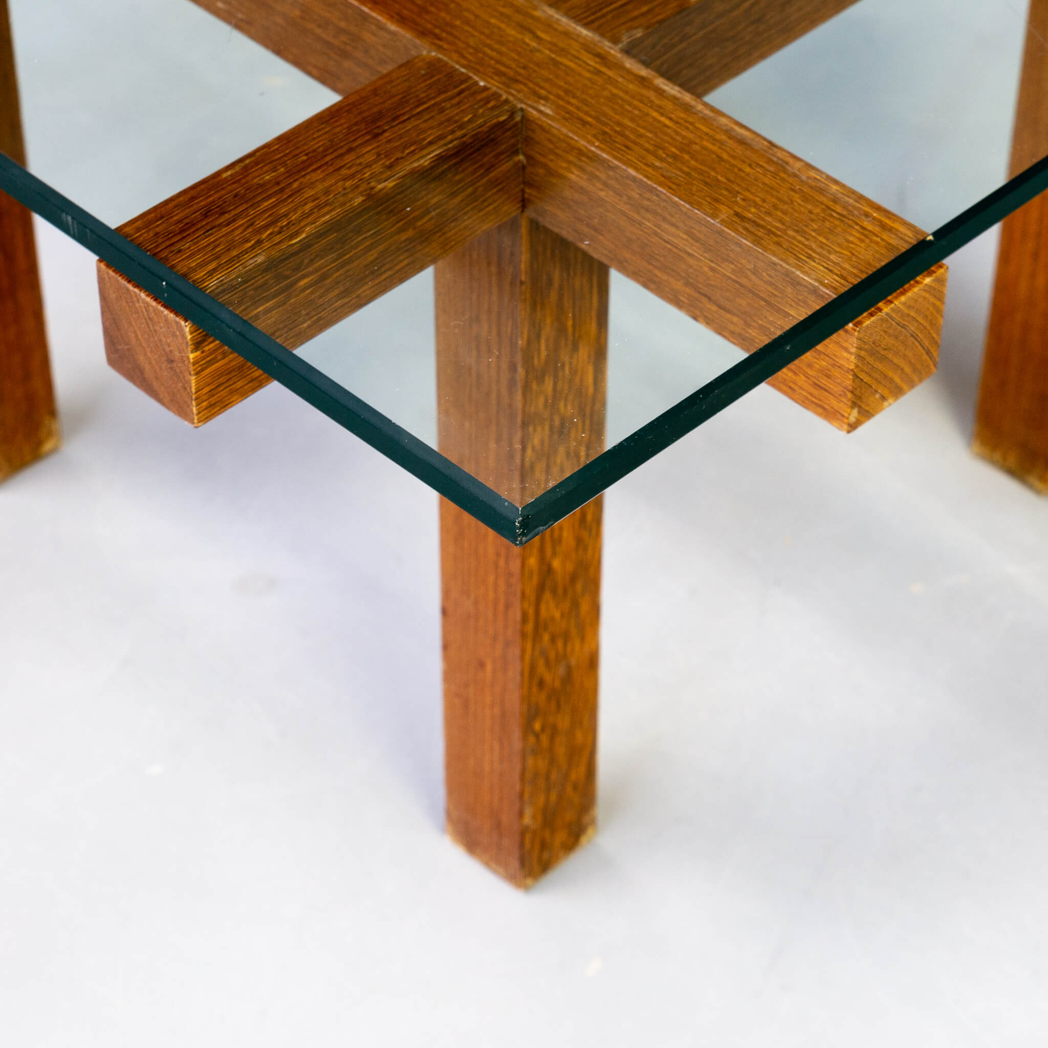 50s Alfred Hendrickx wood and glass coffee table for Belform