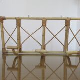 Bamboo rattan coat rack, 3 hooks 70s