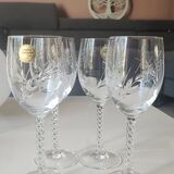Lot of 4 large red wine glasses. Fleury cut Epi/Crystal Arques 24.5cl