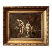Flemish Artist, Aeneas Fleeing the Burning of Troy, 17th Century, Oil on Canvas, Framed