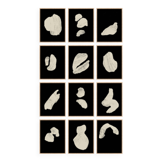Lot de 12 impressions giclées abstraites, format A4