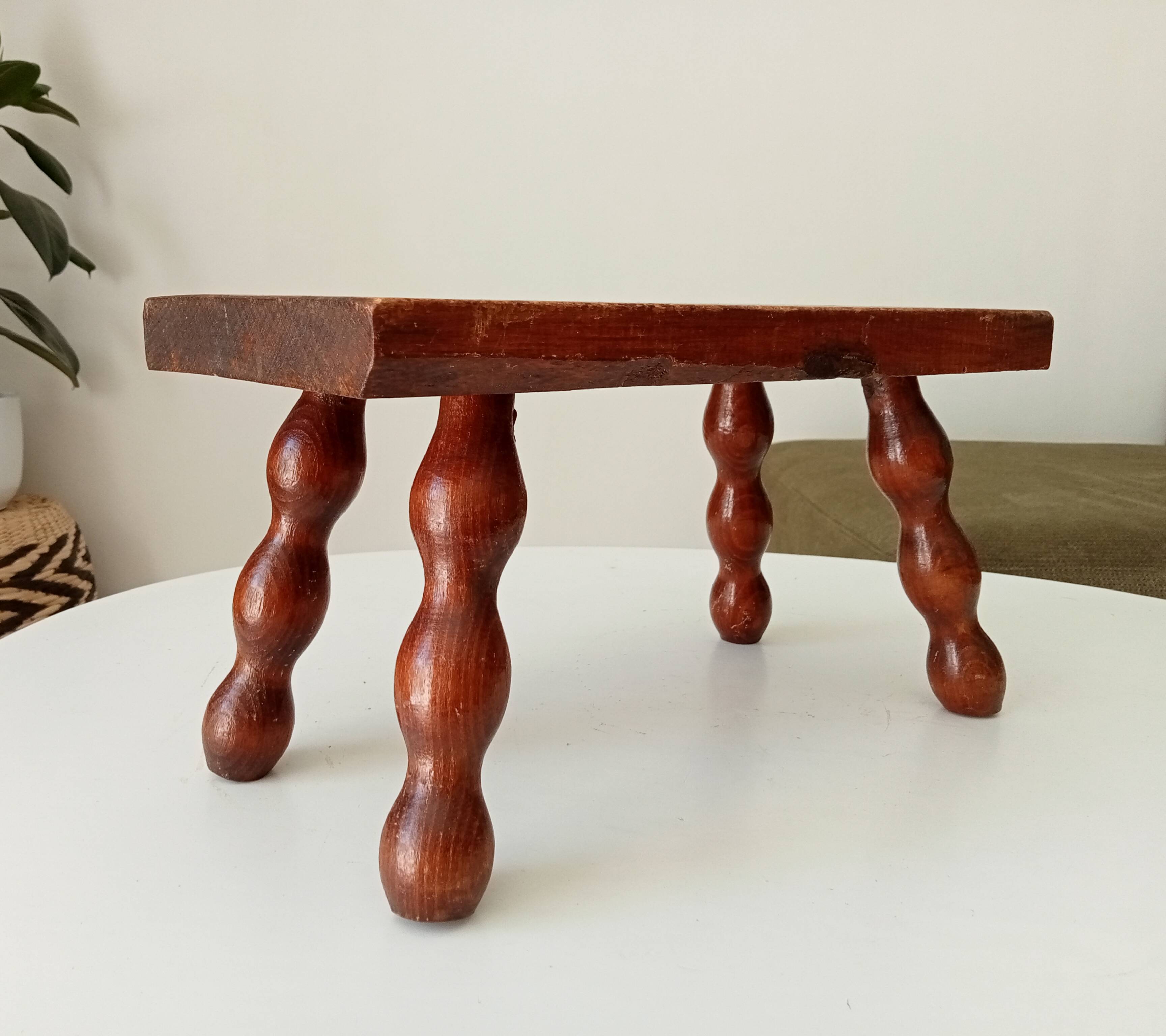 Vintage Bobbin Wood Plant Stool