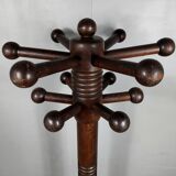 Art Deco style coat rack in stained oak around 1940