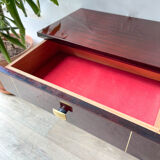 Vintage wood and brass bedside table Art Deco style