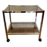 80s chrome and smoked glass trolley