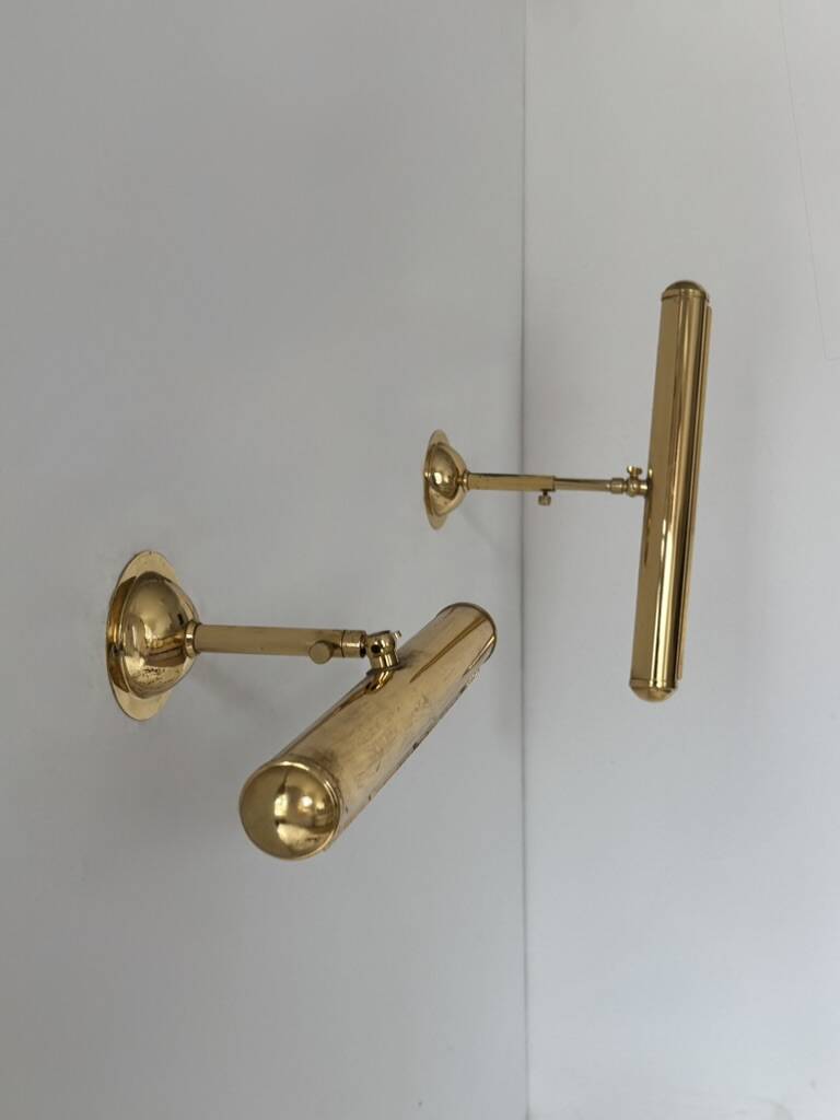 Pair of adjustable vintage brass wall lights, France, 1970.