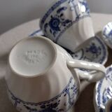 Set of 4 blue cups and saucers from Johnson Bros - England, 1970