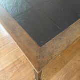 Industrial style dining table in wood and slate