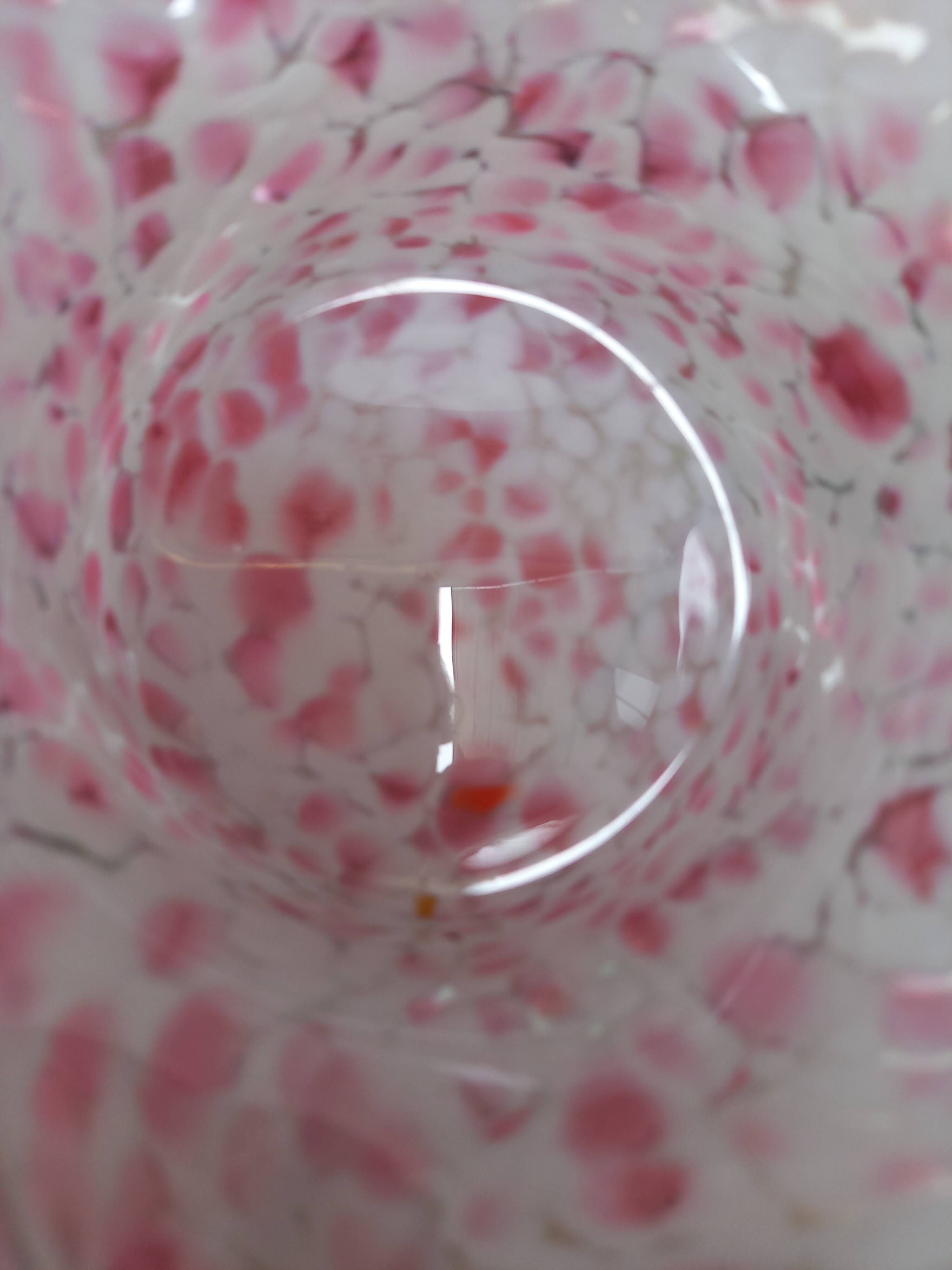 Vide-poche, coupelle en forme de fleur, verre de murano, rose et blanc