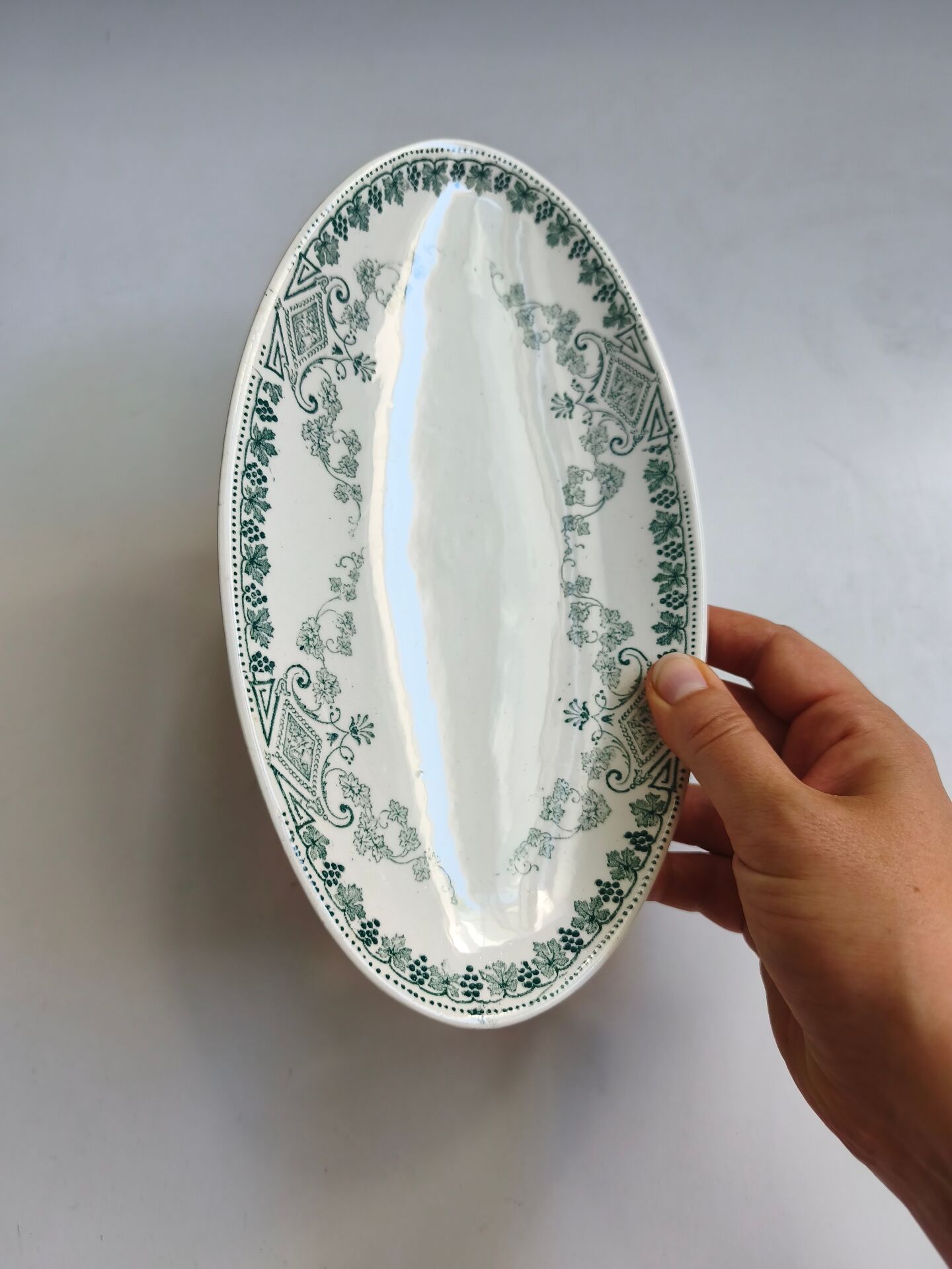 Ravier KG Lunéville Caumartin blanc et décor bleu vert