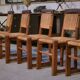 Ensemble de 5 chaises en chêne et jonc dans le goût de Charles Dudouyt 1950’s
