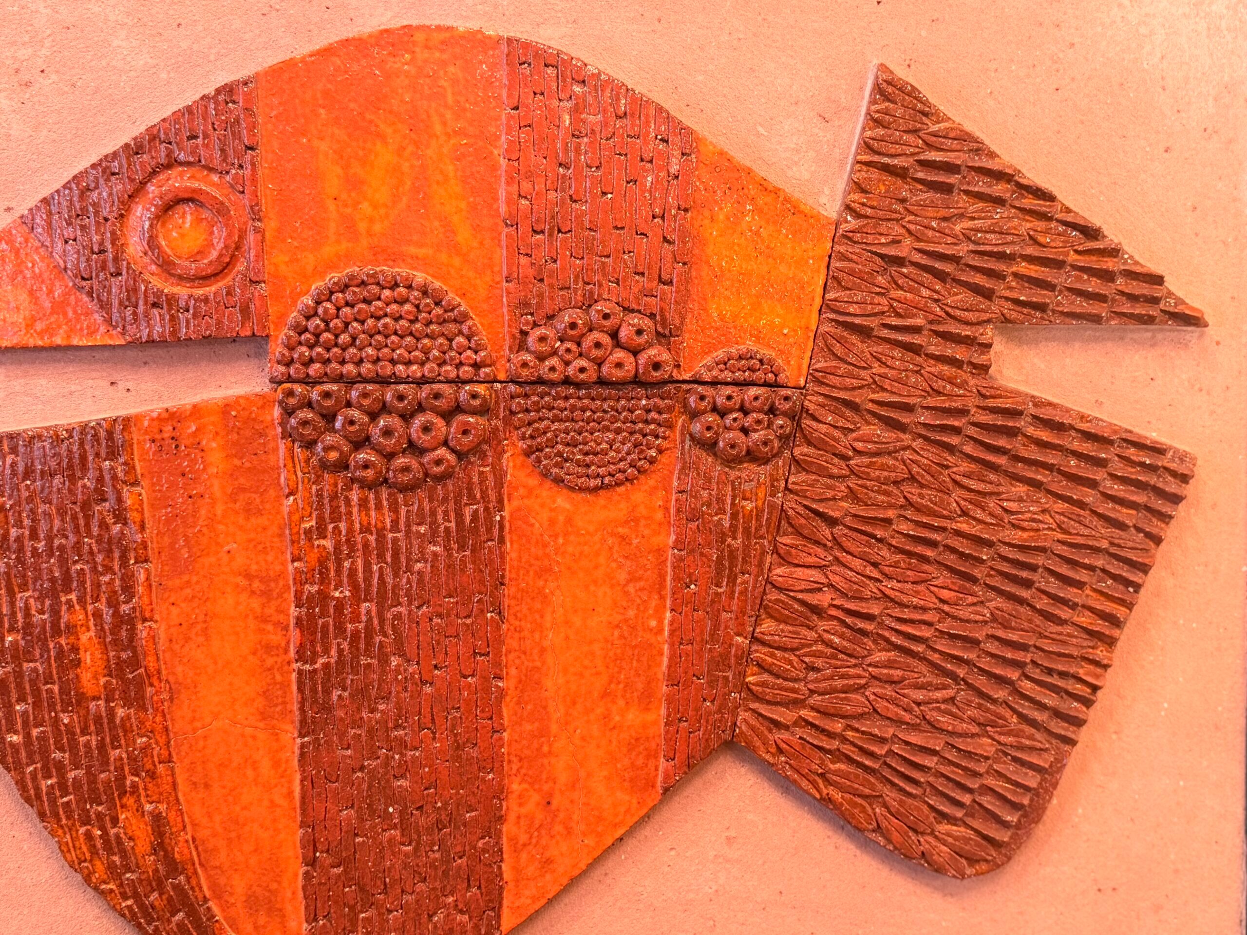 Large ceramic wall panel, stylised fish – 1960s