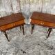 Nightstand Pair Wooden Drawer Compass Legs Vintage #D505