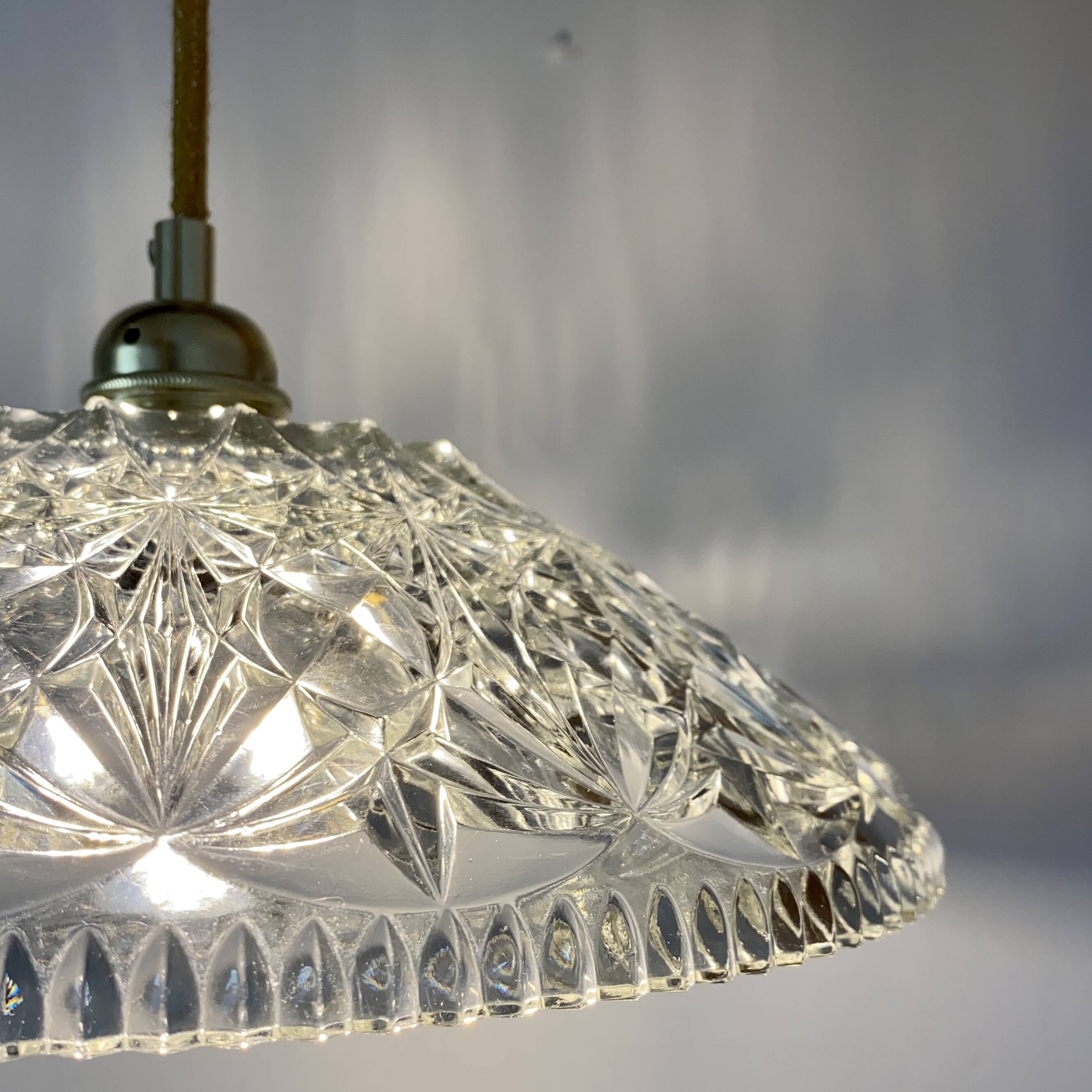 Vintage glass lampshade pendant light - tableware collection -