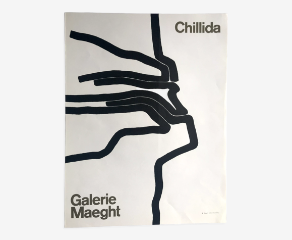 Original lithograph poster by Eduardo CHILLIDA, Maeght Gallery, 1964