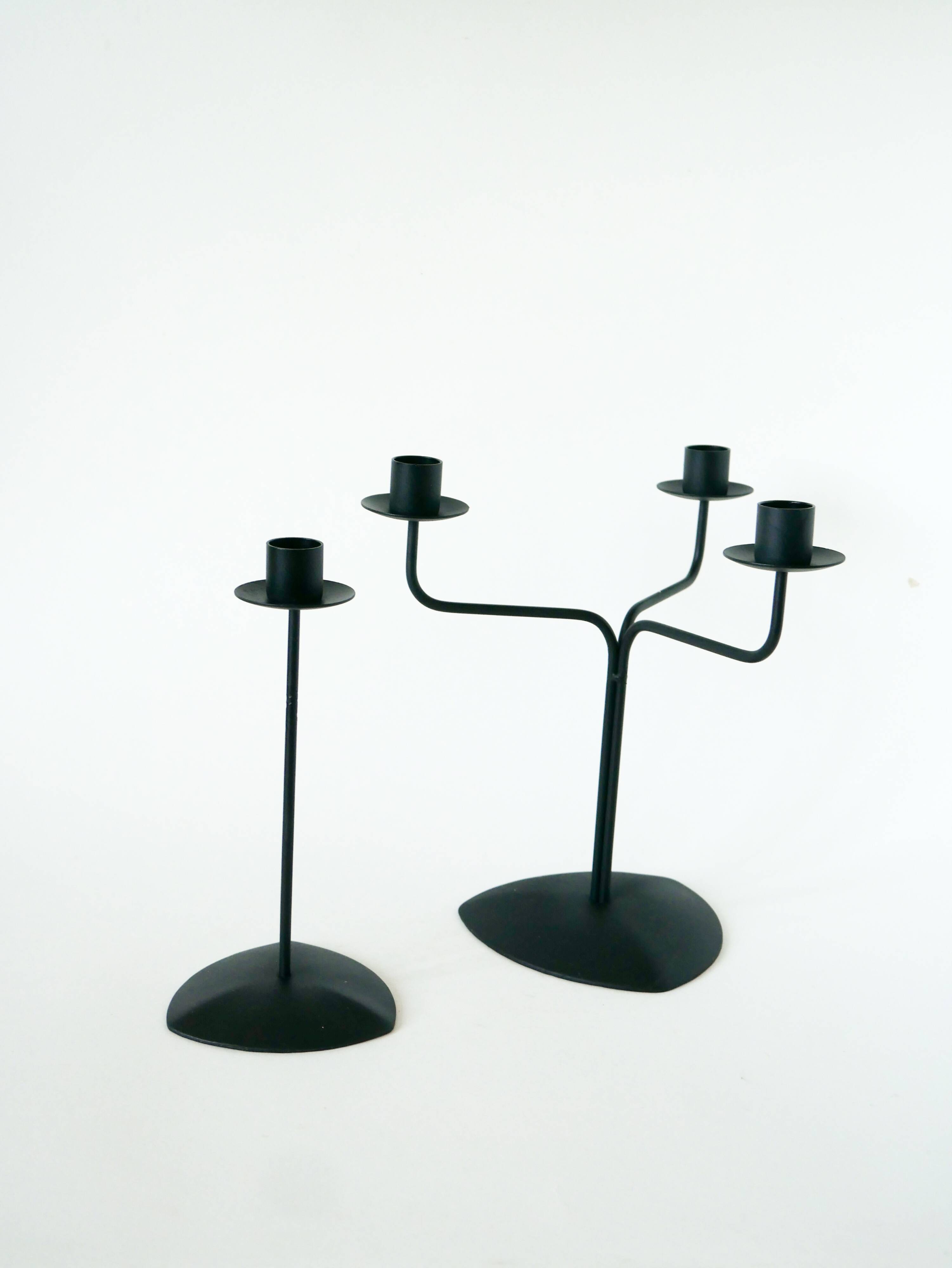 Three-light wrought iron candle holder, Minimalist, Vintage