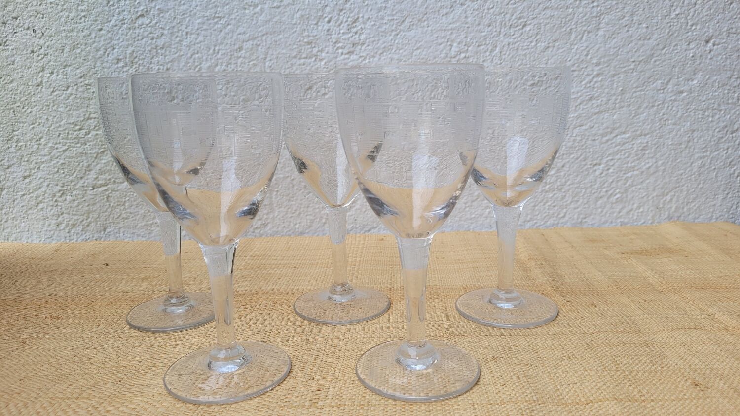 5 chiseled glass stems 1950