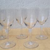 5 chiseled glass stems 1950